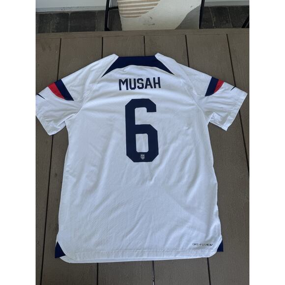 Nike US Men's Soccer Jersey Yunus Musah Home Jersey 22/23 # 6 Large White - Picture 4 of 7